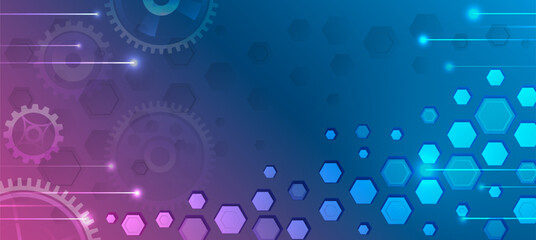Wall Mural - Abstract hexagons, futuristic concept. Data transfer and protection, internet communication on a blue background. High computer technology design. Modern science vector presentation.