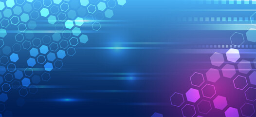 Aufkleber - Abstract hexagons, futuristic concept. Data transfer and protection, internet communication on a blue background. High computer technology design. Modern science vector presentation.