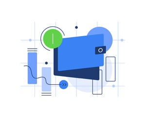 Poster - E-wallet,Coins,growth, analysis, earnings,Fintech concept, Infographic flat illustration
