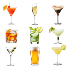 Wall Mural - PNG cocktail drink element set, transparent background