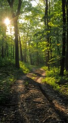 Canvas Print - Forest Path Sunlight Through Trees