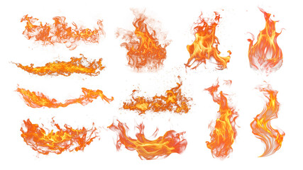 Wall Mural - fire flame effect png cut out set