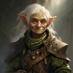 goblin, elderly, trickster, enchanted, forest, adventure, fantasy, magic, creature, whimsical, quest, mischief  Fantasy RPG character 