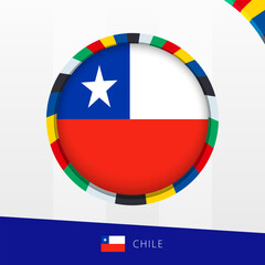 Sticker - Chile Flag with Colorful Circle Border.