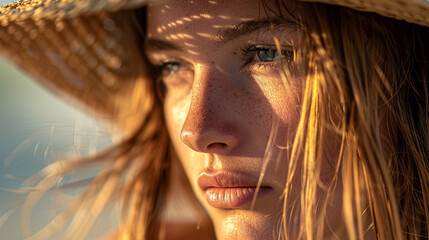 Portrait of a woman in a straw hat