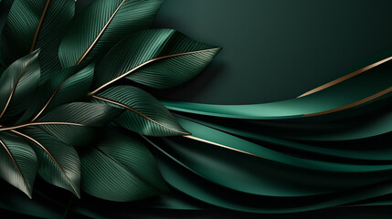 Wall Mural - A green leafy plant with gold accents