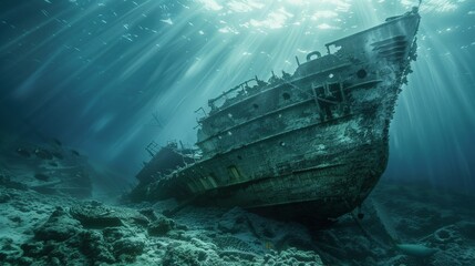 Poster - Shipwrecks lie hidden beneath the waves, silent reminders of the ocean's unforgiving nature.