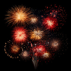  DIfferent colors and types of fireworks in the sky background