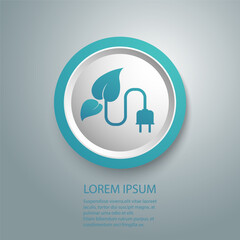 Poster - Icon of a plug with a leaf for renewable energy. Vector flat illustration