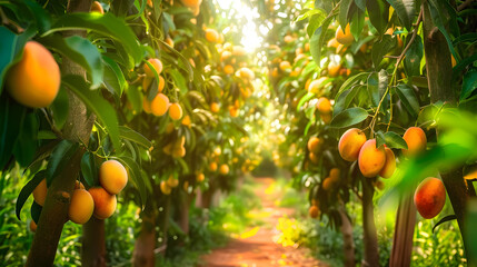 Mango garden on trees