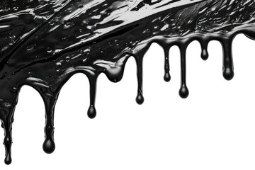 Wall Mural - PNG Black paint dripping on white