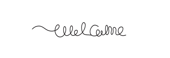 One line continuous word welcome.Welcome calligraphy lettering