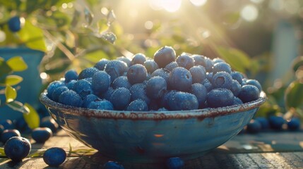 Wall Mural - Fresh Blueberries in a Bowl