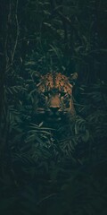 Wall Mural - ai generated illustration of a leopard blending into the dense foliage of a jungle