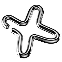 Poster - Y2K geometric chrome 3D shape isolated. Futuristic letter X, technology metallic line element 3D rendering