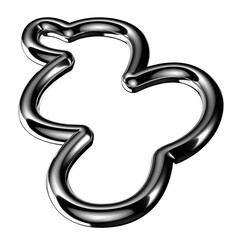 Poster - Futuristic chrome metal wavy frame isolated. Abstract metallic squiggle shape 3D rendering, Y2K silver wriggling line border design element 