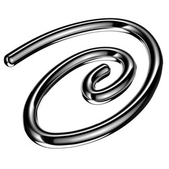 Poster - Metallic squiggle shape isolated. Futuristic wriggling metal line design element, abstract silver object 3d rendering