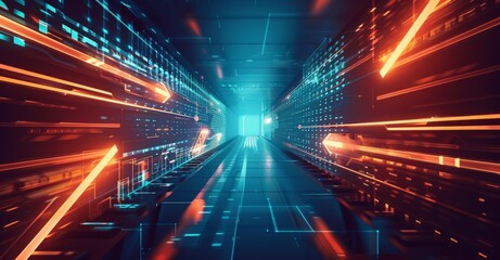 Poster - futuristic technology abstract seamless for tech titles and backgrounds. graphic network, big data, 