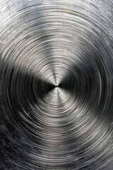 Poster - Close-up shot of a textured metallic surface with concentric circular patterns, creating an abstract and industrial design background.