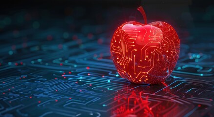 Wall Mural - Digital Apple on Circuit Board