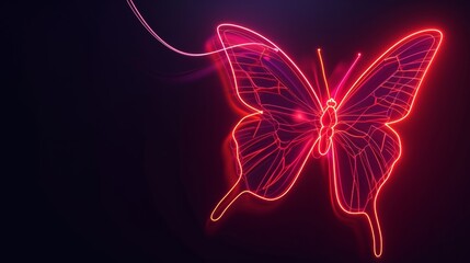 Poster - A Neon FX animation with a butterfly shape and a red glowing line effect