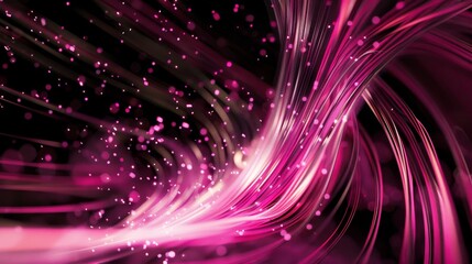 Wall Mural - Dynamic lines pink motion blur on black backdrop, 3D visual effect