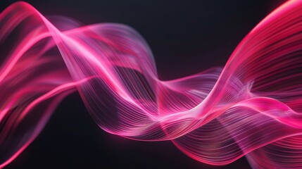 Poster - On a black backdrop, there's a 3D visual effect of dynamic pink lines motion blur