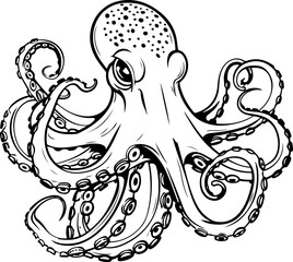 Octopus drawing clipart design illustration