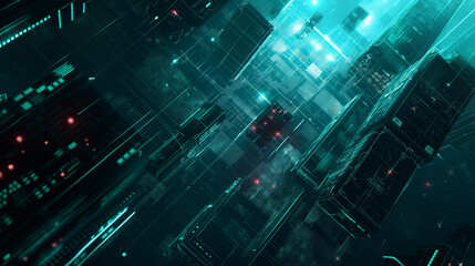 Poster - modern digital cyber tech background, wallpaper 