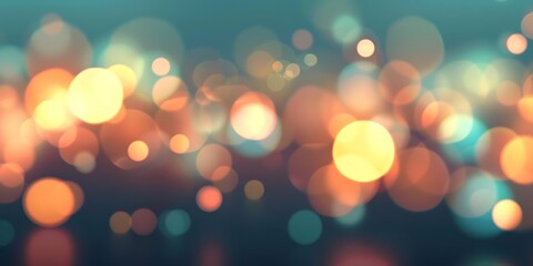 Abstract Background with Blurred Lights, Bokeh, and Teal and Orange Colors