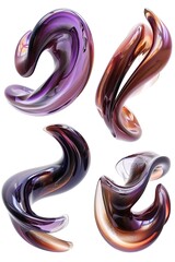 Poster - Shiny swirl shapes in purple and brown hues.