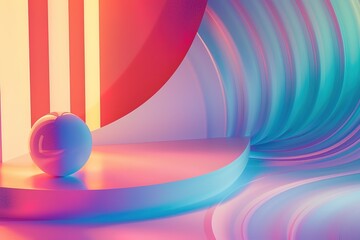Poster - Abstract colorful background with curves and sphere