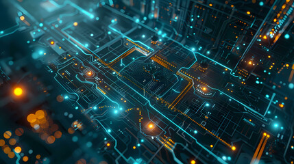 Poster - Abstract circuit digital. Cyberspace design technology internet hi speed online engineering. background illustration wallpaper.
