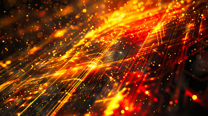 Poster - Digital background featuring an abstract, digital space with glowing lights and futuristic elements