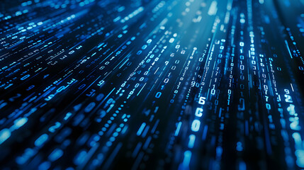 Poster - Glowing blue digital code lines create a futuristic data stream