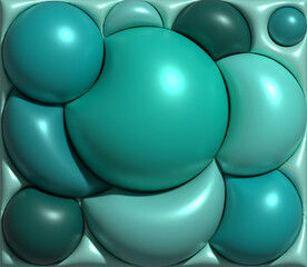 Aufkleber - Background with green circles, inflated shapes. 3d rendering illustration