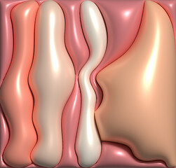 Aufkleber - Various volumetric figures with a smooth shiny surface, 3D rendering illustration