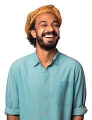 Canvas Print - PNG Middle eastern man in summer outfit portrait laughing smiling.