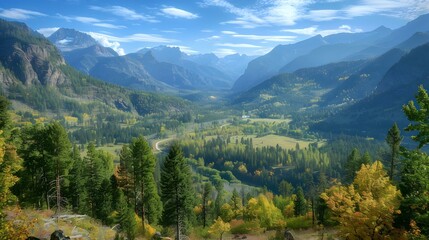 Poster - Autumn Mountain Valley View