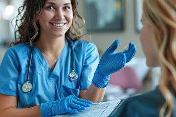 Poster - Medical professionals providing care and services in hospital setting.