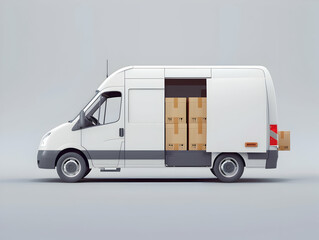 3d Vector Delivery Van with Box cargo, Delivery and online shopping concept, pickup car van on white background