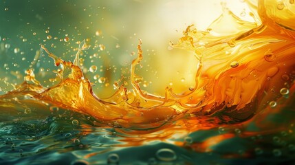 A splash of orange liquid in a body of water