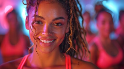 Poster - An inspiring video montage featuring gym members participating in a group fitness class, from high-energy dance workouts and