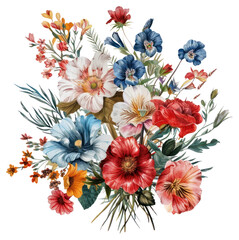 Canvas Print - PNG Flower art embroidery graphics.