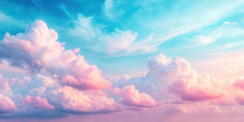 Sticker - Dreamy pastel pink and blue clouds in a cute gradient sky, dreamy, pastel, pink, blue, clouds, cute, gradient, sky, soft