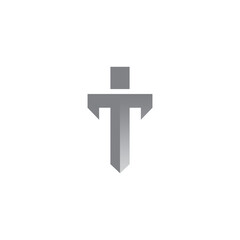 Wall Mural - Letter T Sword Logo Design. Sword Icon