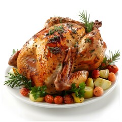 Roasted Turkey on White Plate