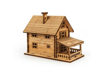 Aufkleber - Wooden house figure isolated with clipping path.