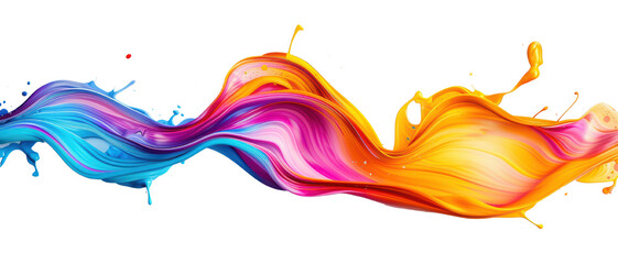 Wall Mural - Vibrant Abstract Paint Splash in Motion with Colorful Swirls on Transparent Background