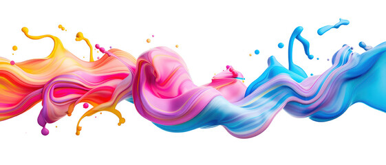 Wall Mural - Vibrant Abstract Colorful Paint Swirls on Transparent Background - Dynamic and Energetic Art